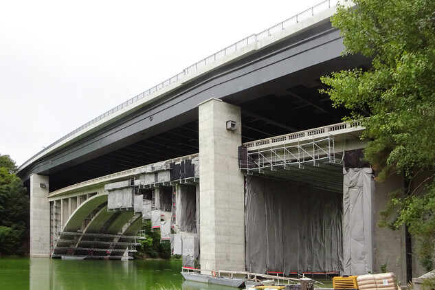 Vojslavický most, jižní strana, průběh rekonstrukce, 2023