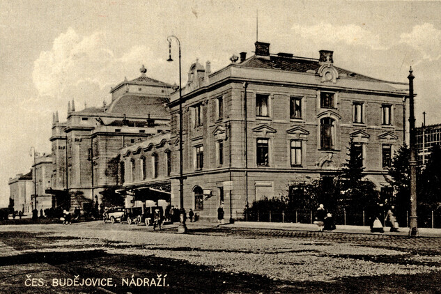 Hlavní nádraží České Budějovice, pohled od jihu, 20. léta 20. století