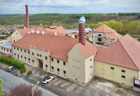 Pohled na pivovar z výšky od západu, 2024 Pohled na pivovar z výšky od západu, 2024